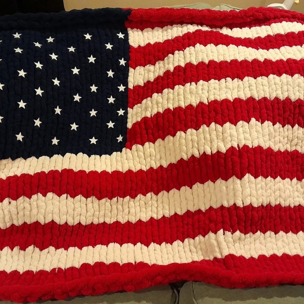 American Flag Knit Blanket